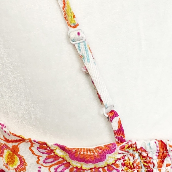 Midnight Sky Colorful Floral Paisley Linen Blend Crop Top - Picture 13 of 16